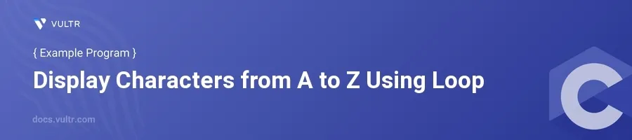 Display characters from a to z using loop header image