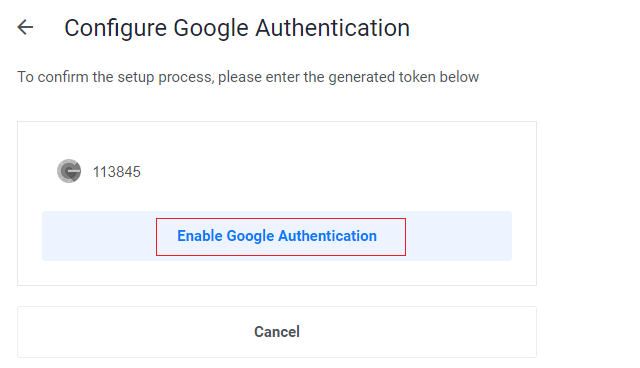 Confirm Two-factor Authentication Process