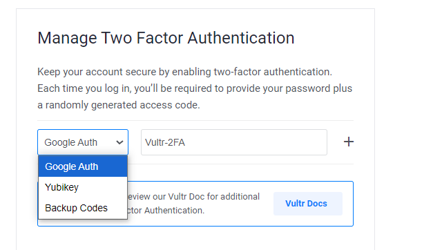 Select Two-factor Authentication Platform