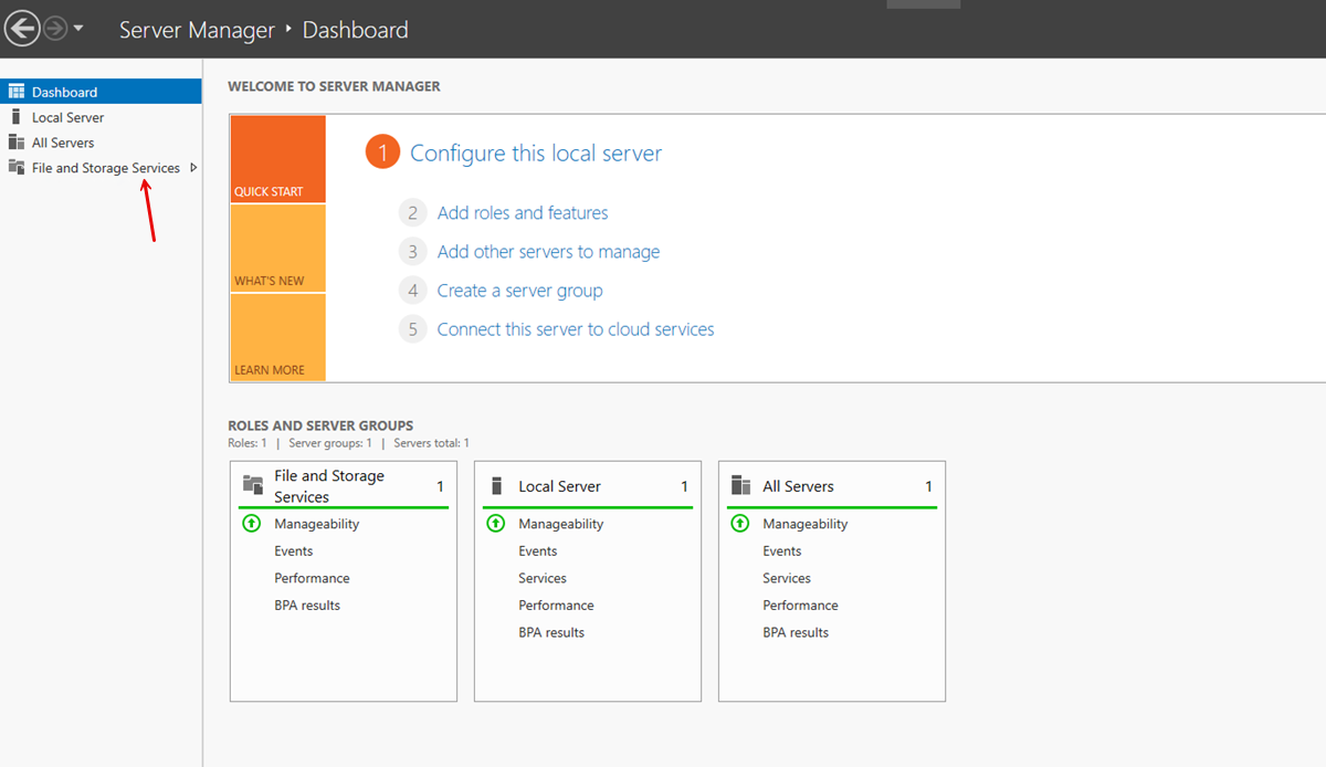 Open Windows Server Manager