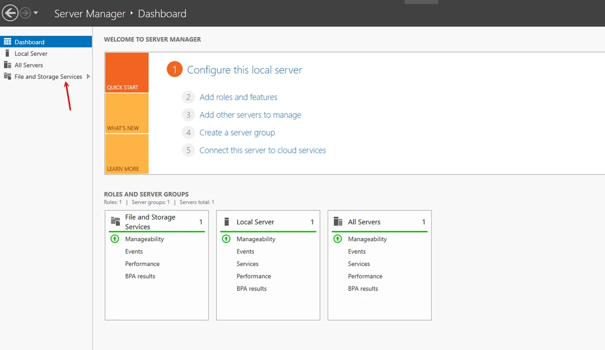 Open Windows Server Manager