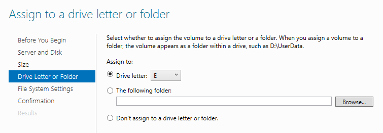 Set up a new Partition Drive Letter