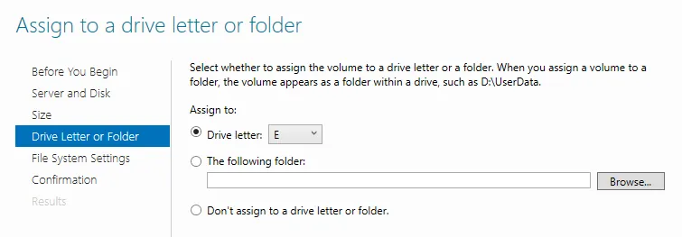 Set up a new Partition Drive Letter