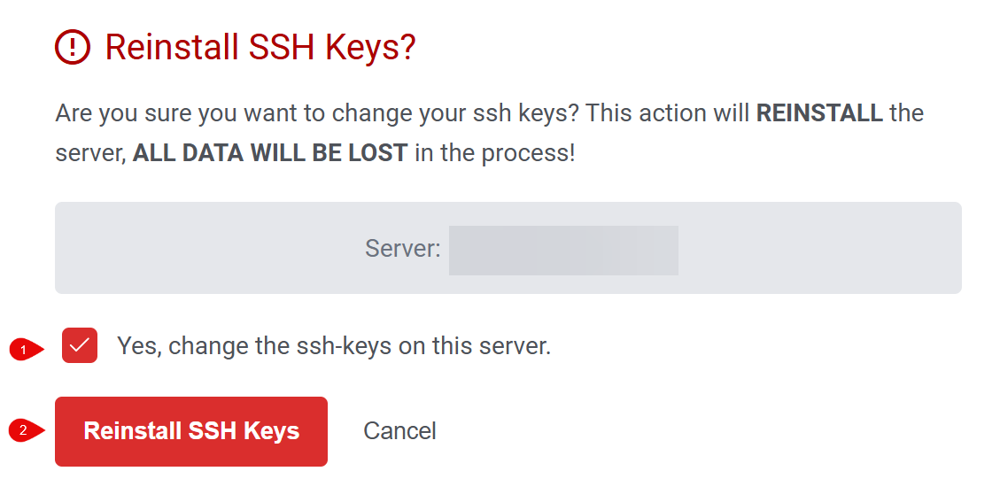 Reinstall SSH Key Confirmation