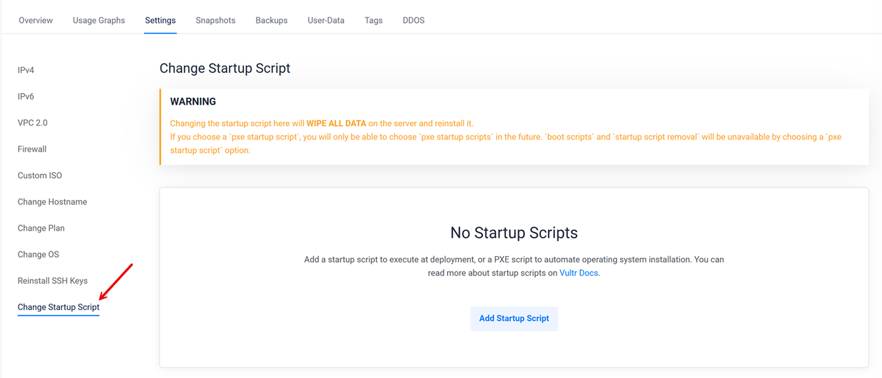 Click StartUp Scripts