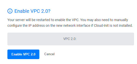 Select a specific VPC 2.0 network