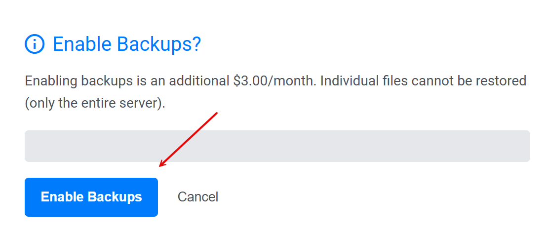 Enable Backups Confirmation