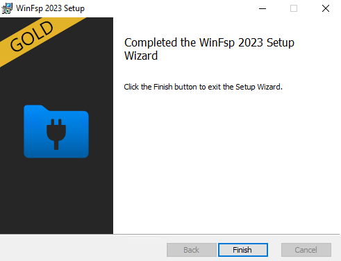 Finish WinFsp installation wizard