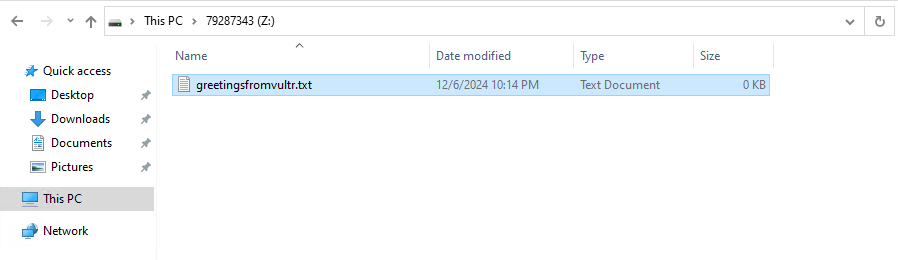Add a new text file to a VFS volume