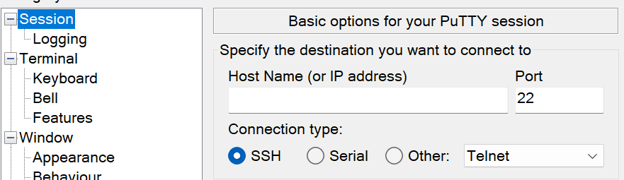 Enter the instance SSH details in Putty