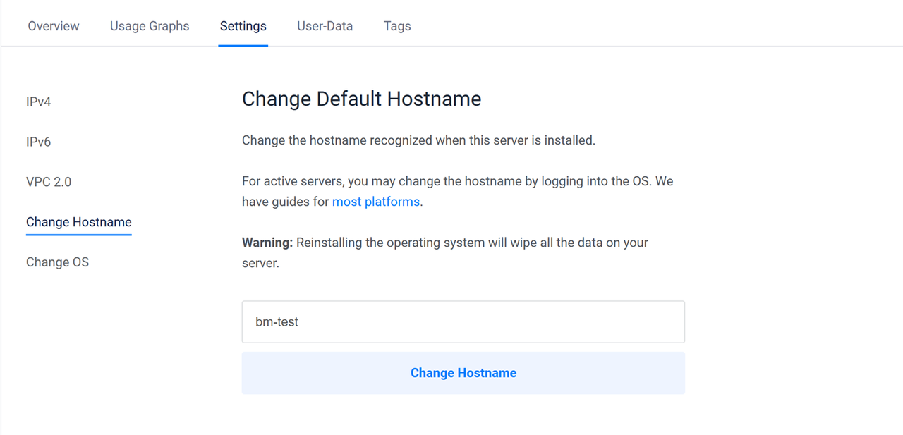 Click Change Hostname