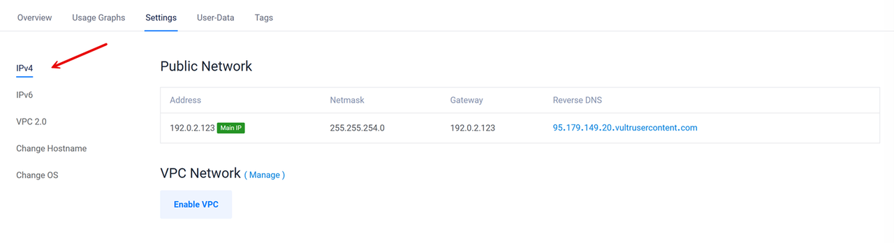 Select IPV4 from the menu options