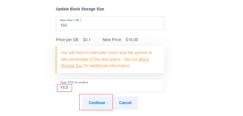 Vultr Block Storage Volume Confirmation