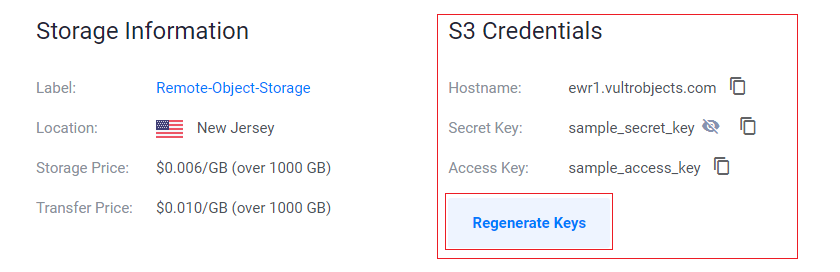 S3 Storage Credentials