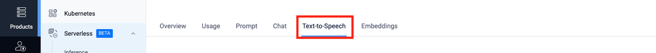 Button to open the text-to-speech endpoint page