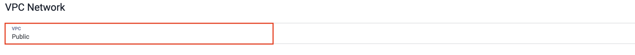 Field to select a VPC Network for the Load Balancer
