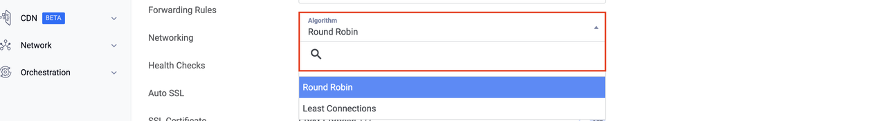 Field to select a Load Balancer algorithm