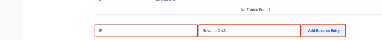 Fields to add a Reverse Entry for Load Balancer