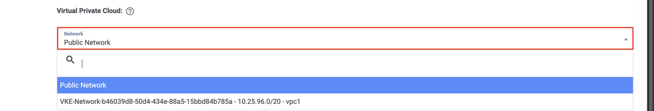 Button to change the Virtual Private Cloud of the Load Balancer