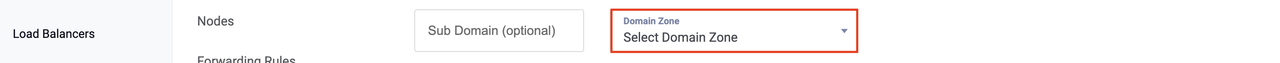 Menu to select a domain zone