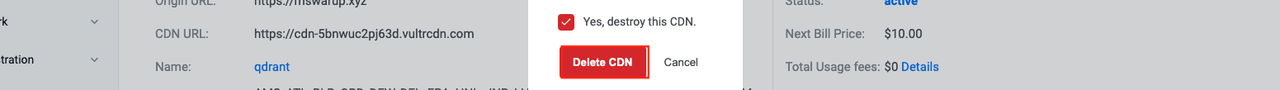 Delete confirmation for CDN Pullzone