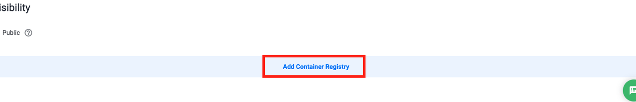 Button to provision a container registry