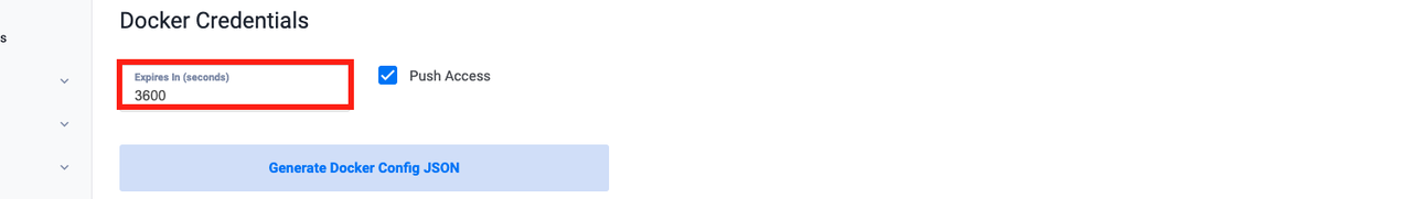 Field to provide the Docker credentials duration