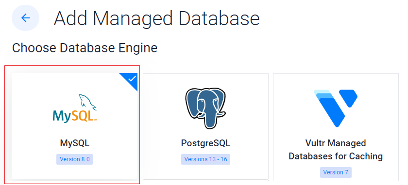 Choose the Database Engine