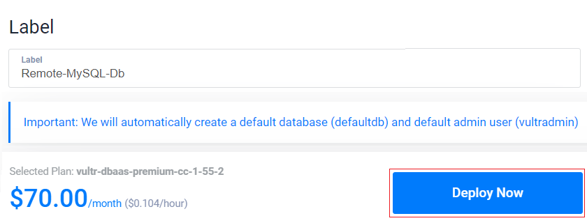 Enter a Database Label