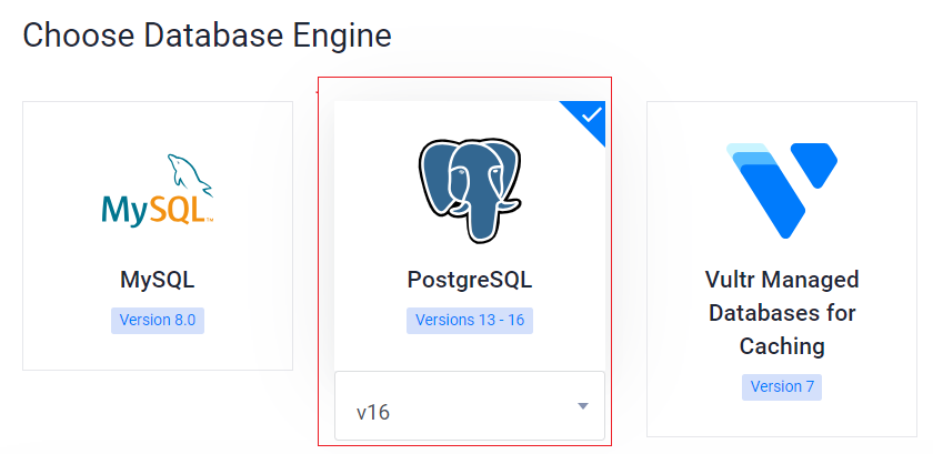 Choose the Database Engine