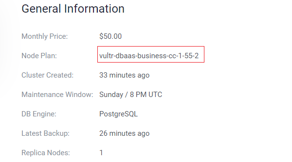 Managed Databases Node Plan