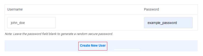 Enter the User Credentials