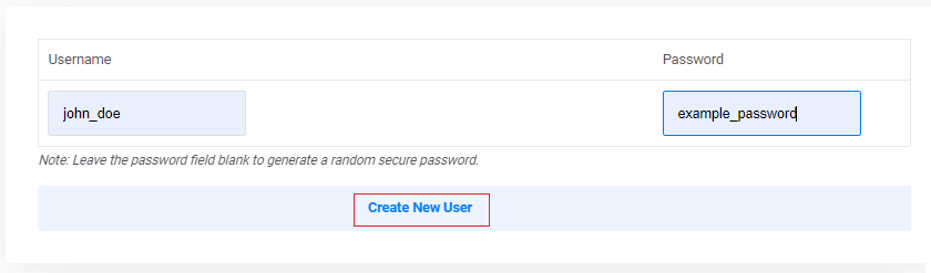 Enter the User Credentials