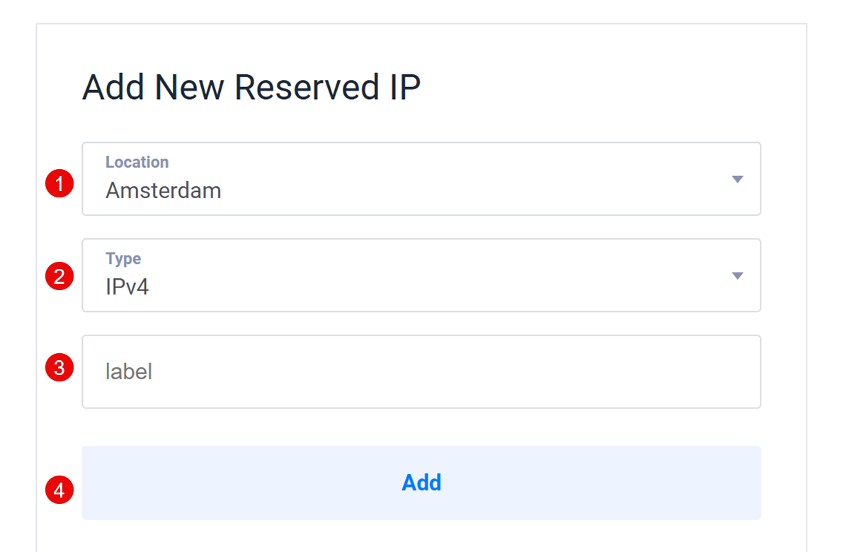 Enter New Reserved IP details