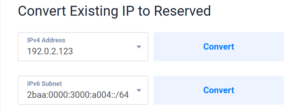 Convert existing IP to a reserved IP