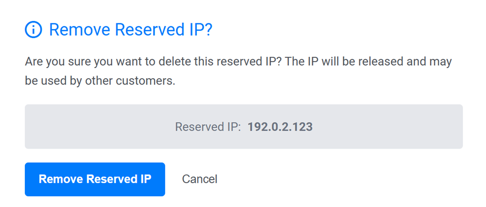 Delete Reserved IP