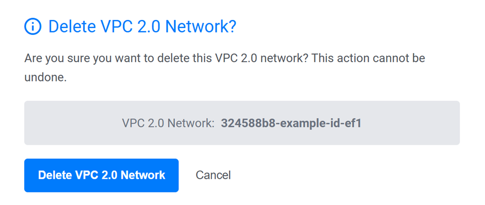 Delete VPC Network Confirmation