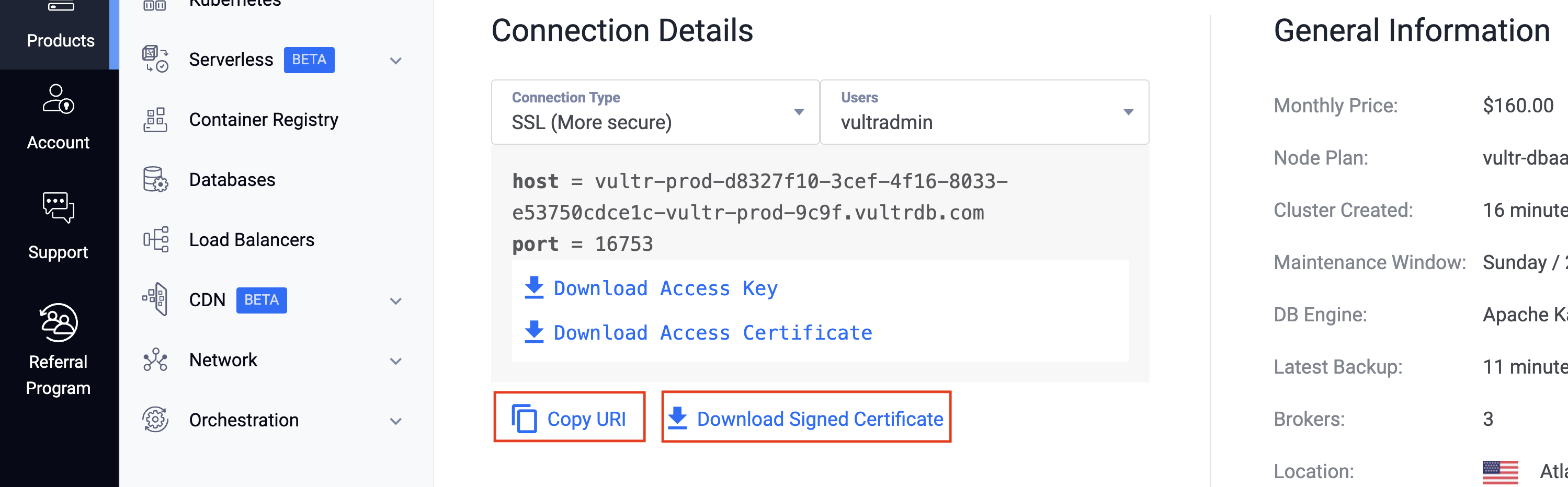 Copy connection details