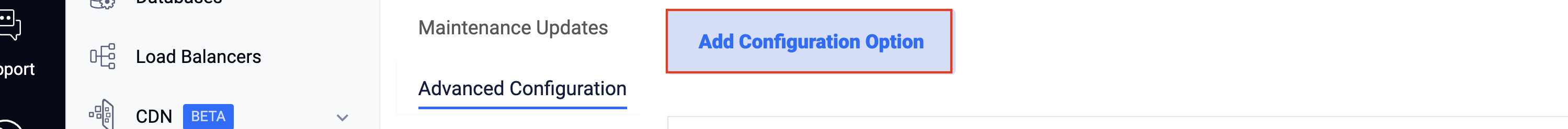 Button to add configuration options