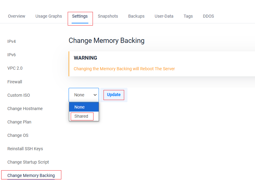 Change Memory Backing