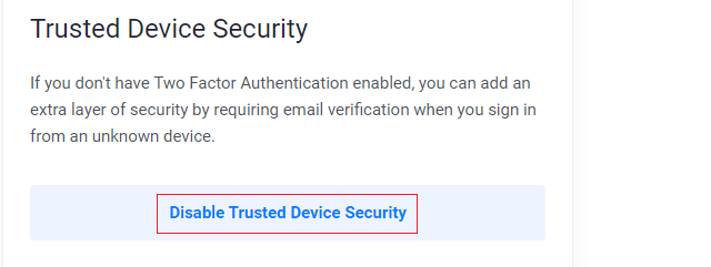 Disable Trusted Device Security