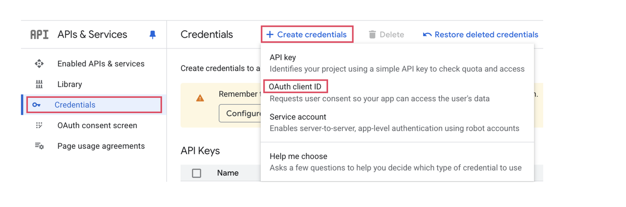 Google API Credentials