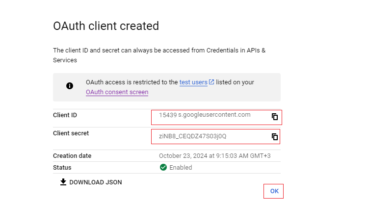 Google API Credentials