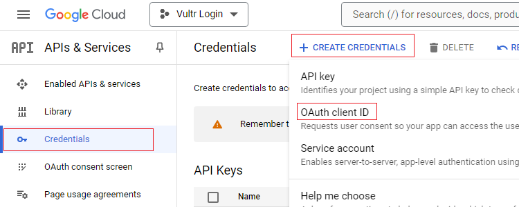 Google API Credentials