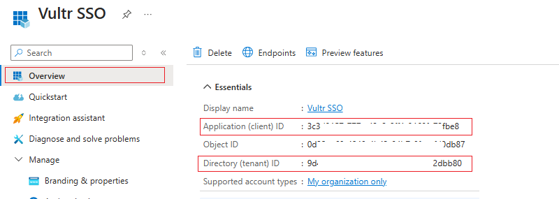 Azure Client and Directory IDs