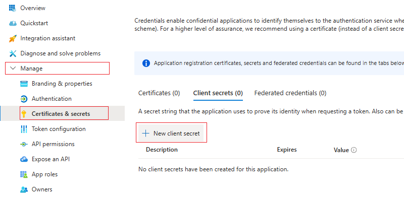 Azure Certificates & secrets