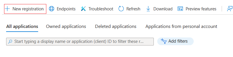 Azure App Registration Menu