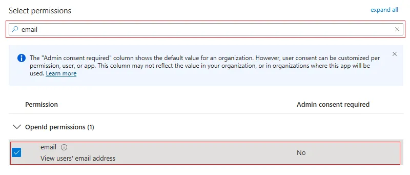 Azure email Permissions