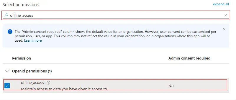 Azure Offline Access Permissions