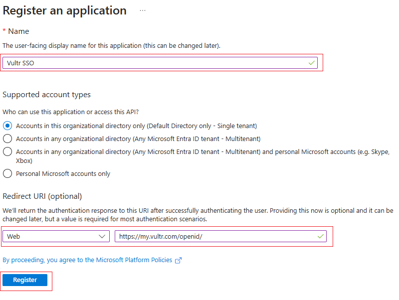 Register Azure App